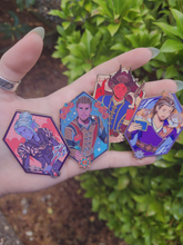 Load image into Gallery viewer, Baldurs Gate Enamel Pins- Gale, Wyll, Minthara & Raphael!
