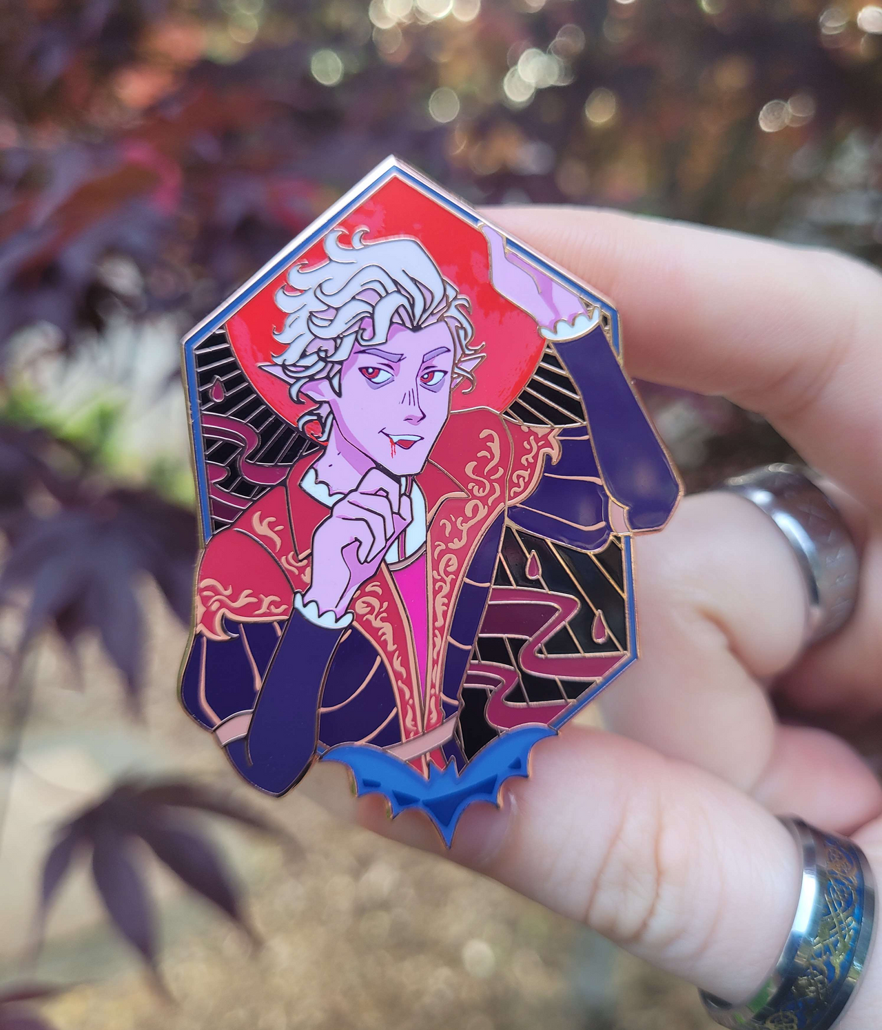 Astarion Blood Moon Hex Enamel Pin